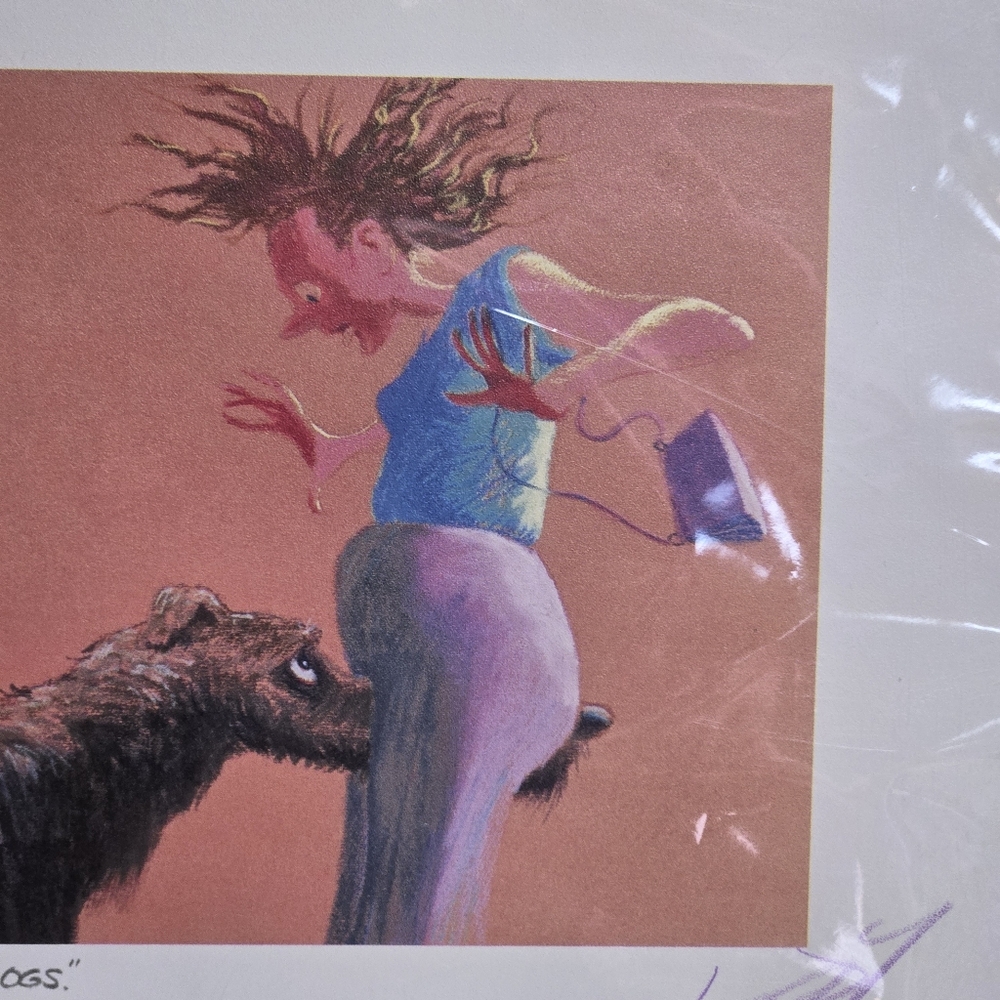 "The Trouble with Big Dogs" Art Print By Jeff Leedy Signed - Picture 4 of 6
